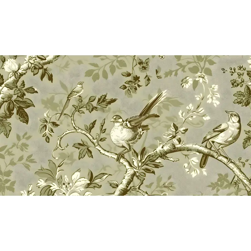 Papier Peint Toile De Jouy Branche Oiseau