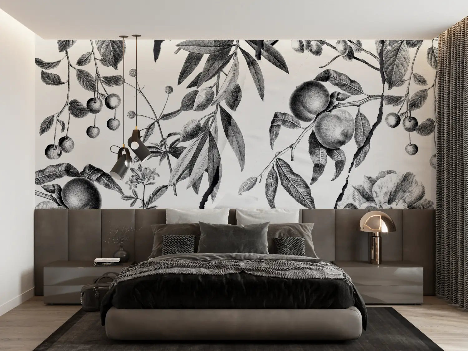 Toile De Jouy Design Black White Wallpaper - Second Image