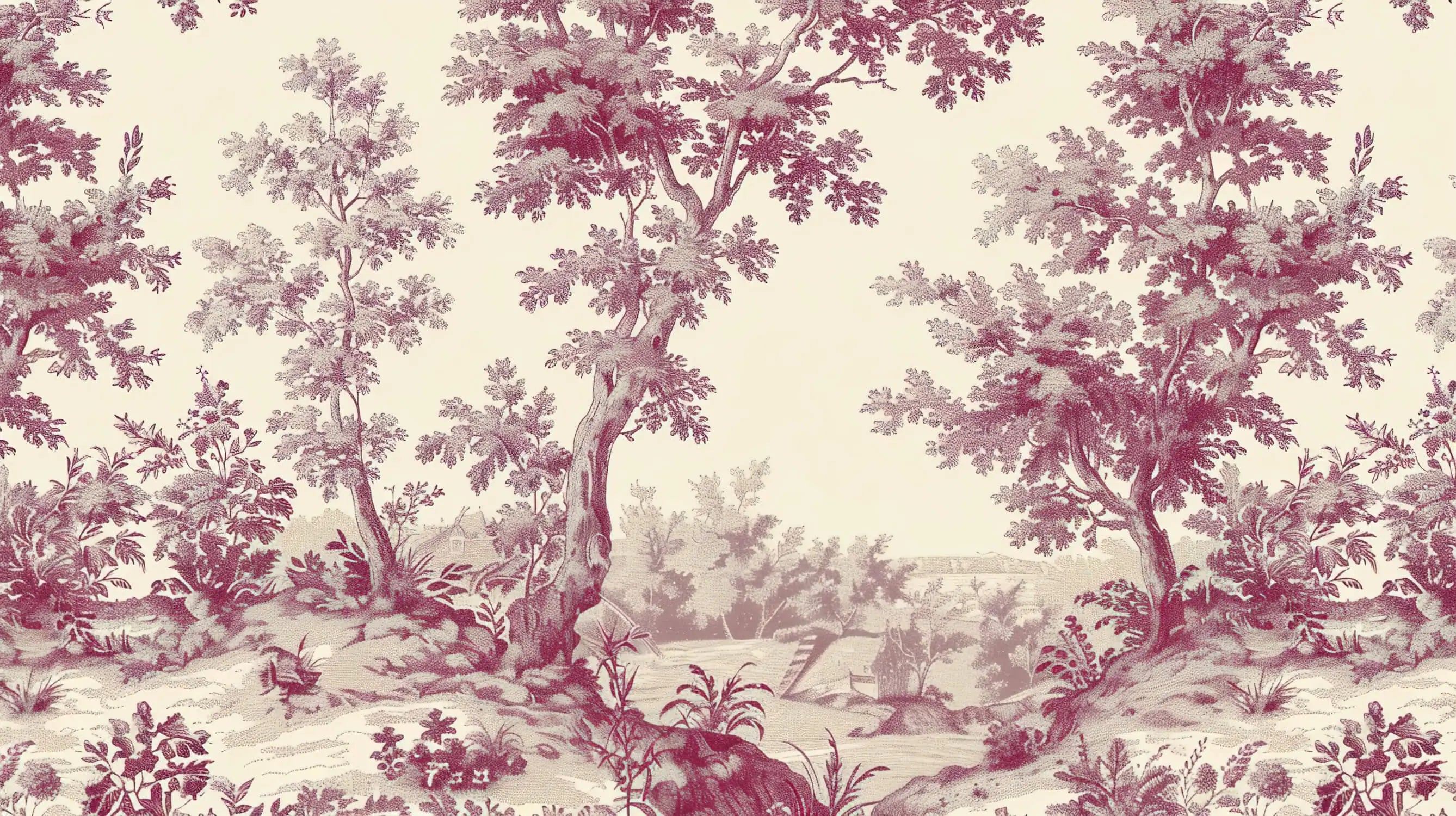 Papier Peint Toile De Jouy Vintage Paysage