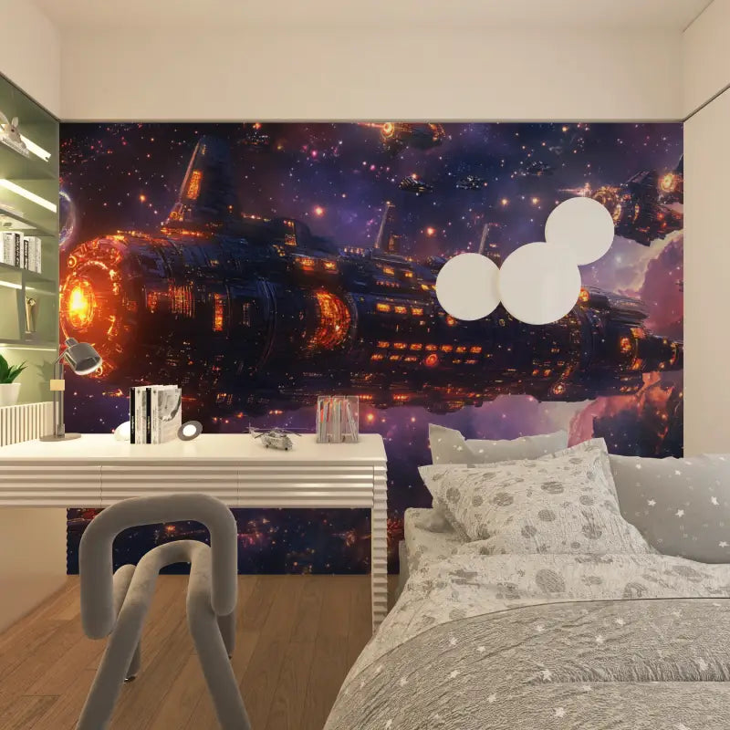 Papier peint vaisseau spatial tapisserie chambre adolescents