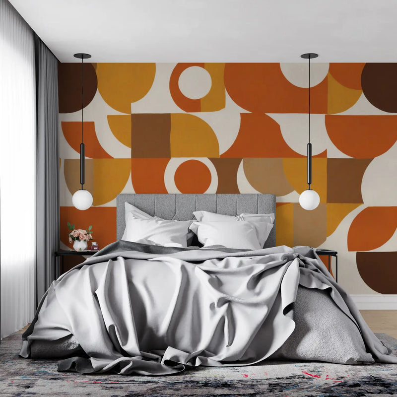 Papier Peint Vintage Orange - tendance mur