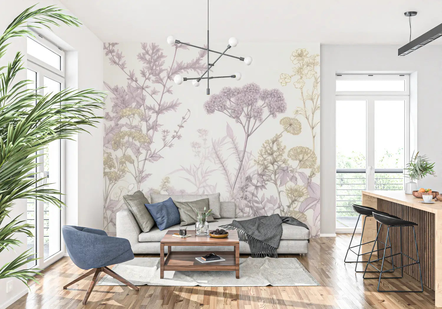 Papier Peint Violet Chambre Adulte - panoramique tendance