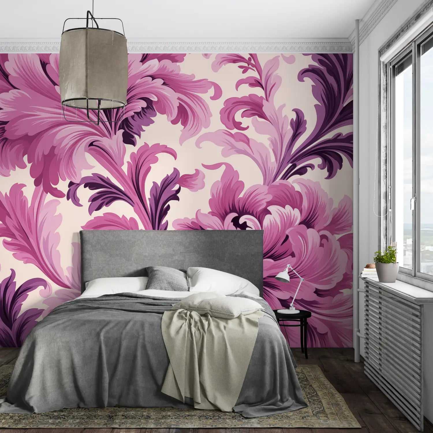 Papier Peint Violet Rose - pano mural