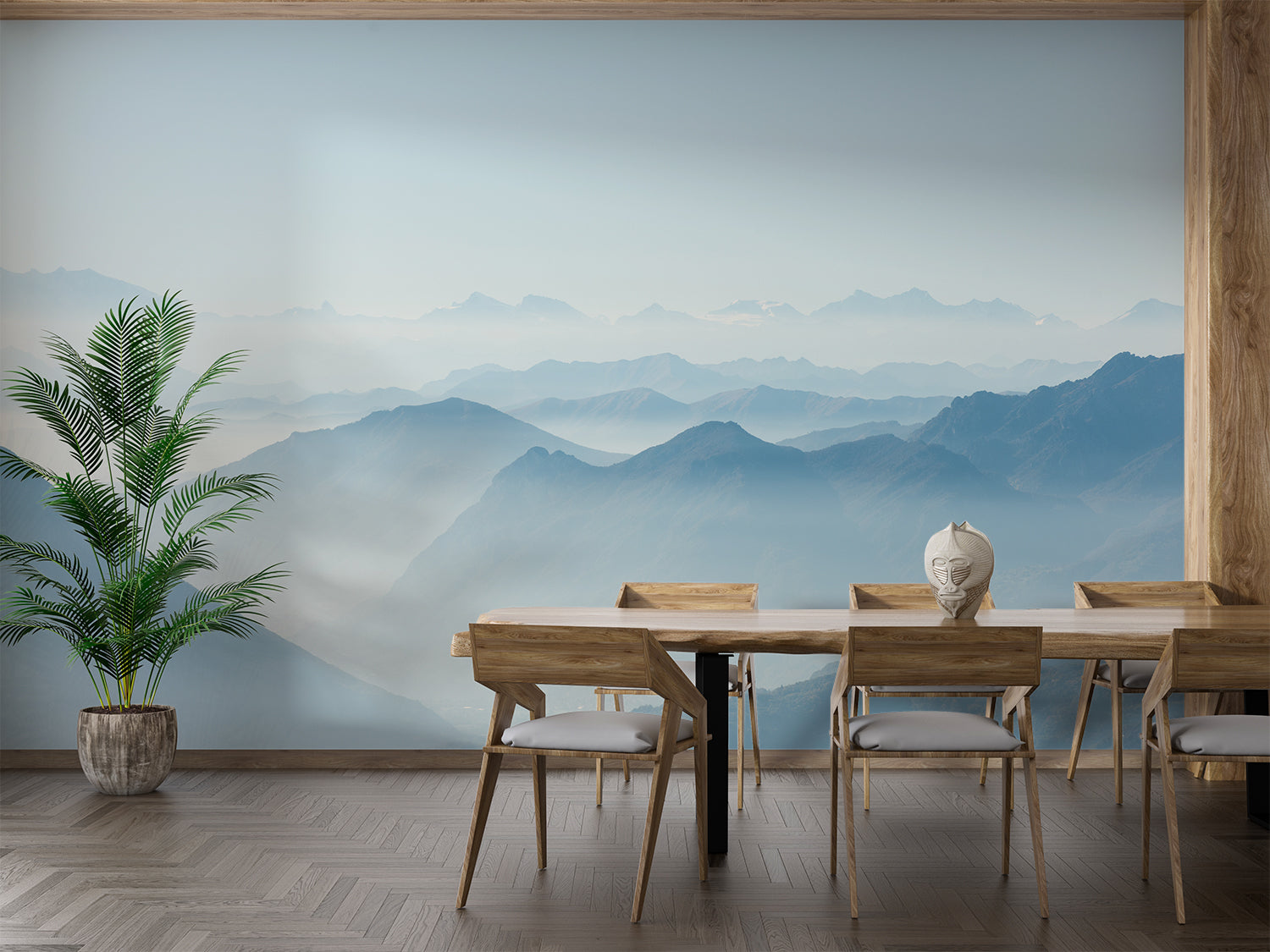 Papier Peint Panoramique Montagne Bleu