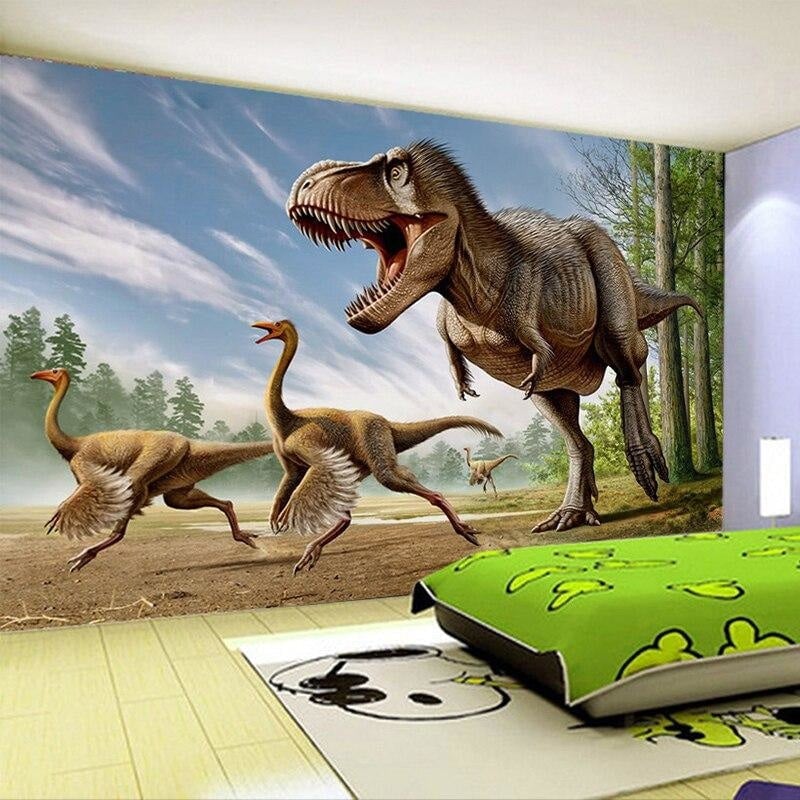 Camera da letto con carta da parati con dinosauri - Second Image