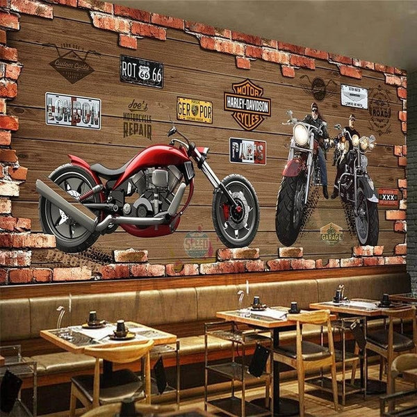 Art en métal 3D, image, décoration murale - moto chopper, vue de f..