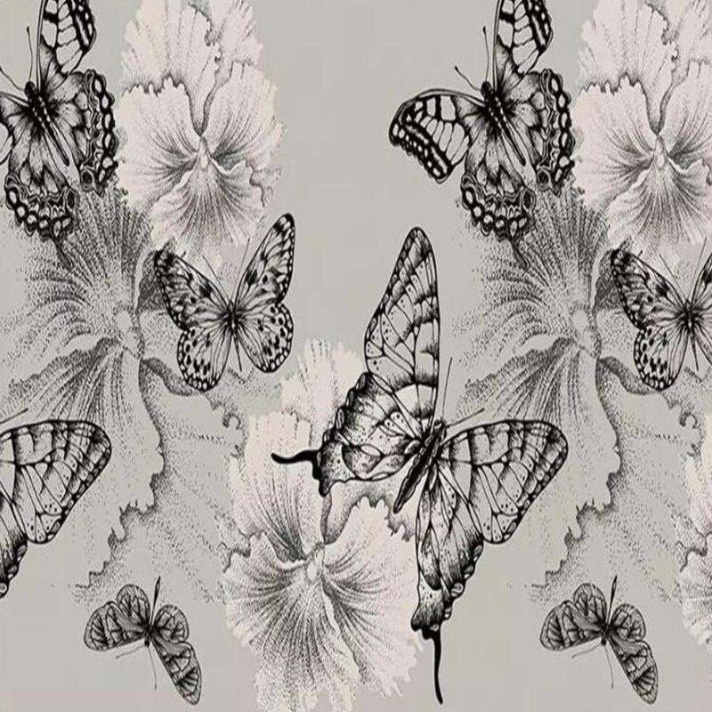 Papier Peint Noir et Blanc Papillons
