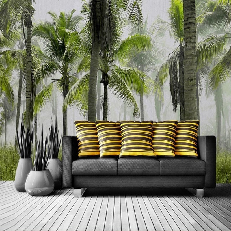 papier peint palmier salon