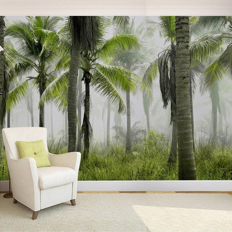 papier peint palmier salon