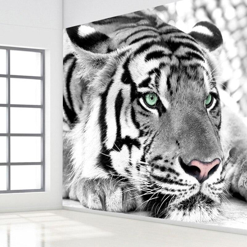 Papier Peint Tigre Noir et Blanc