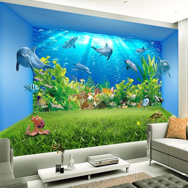 papier peint trompe l’oeil aquarium