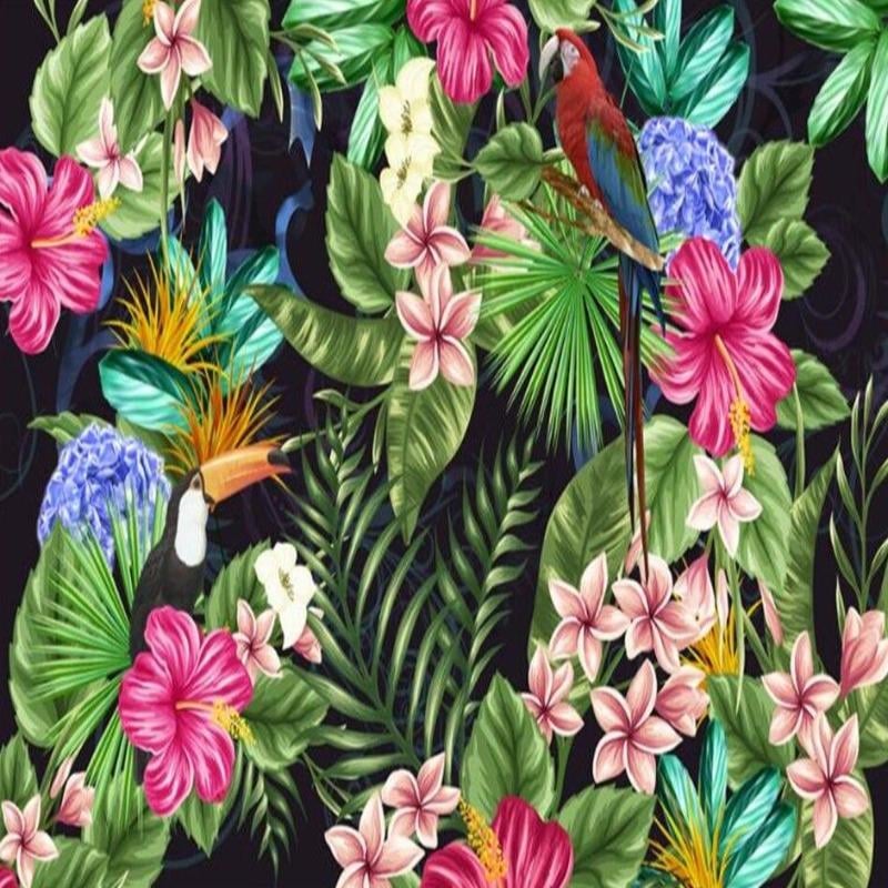 Papier Peint Tropical Panamique Toucan et Fleur