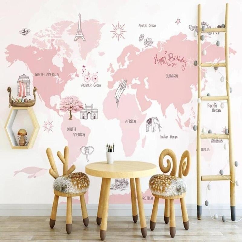 Pink World Map Tapestry - Second Image